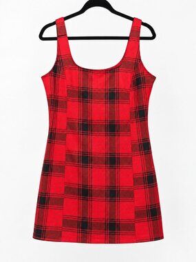 SO Goods for Life Red Black Plaid Cutout Dress XXL